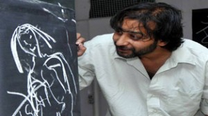 Himanshu Darshan in a scene from the play “Sarbjeet Calling”, staged by Shivani Cultural Society on Sunday. -Excelsior/ Rakesh