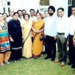Anita Verma and Rani Gargi Blowria during a meeting at Sidhra on Thursday.