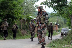 Army conducting searches after killing a JeM divisional commander in Pulwama on Wednesday. —Excelsior/Sajjad Sameer