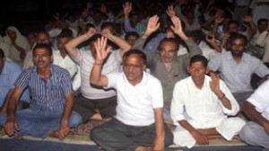 NMC activists raising slogans during convention at Jammu on Sunday. -Excelsior/Rakesh