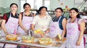 Ladies during Cooking Classes at Mahavir Jain Shilp Kala Kendra at Jammu on Saturday.