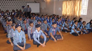 Scouts and Guides during Regional Level Youth Forum Meet at Youth Hostel, Nagrota on Friday.