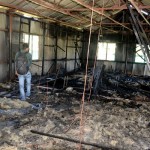 An Army Goodwill School set on fire in Hajin area of Bandipora on Monday. -Excelsior/Aabid Nabi
