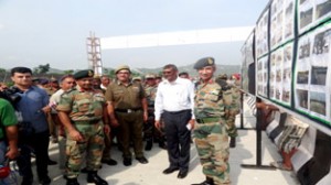 Dignitaries at inaugural function of Battal bridge at Akhnoor on Monday.