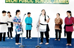 Students of DPS Jammu performing during street play 'Hum Bharat Ke Naujawan' on Tuesday.