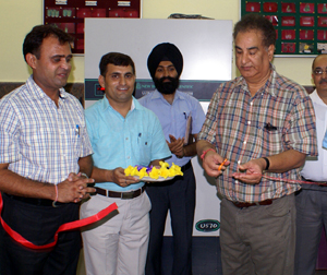 SKUAST-J VC Prof D K Arora inaugurating Lab at Chatha in Jammu on Thursday.