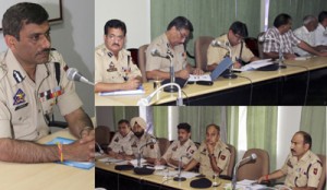 IGP Rajesh Kumar reviewing crime scenario in a meeting on Monday.