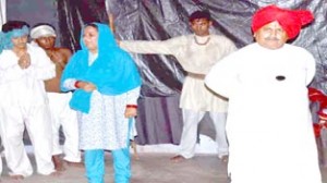 A scene from play ‘Maha Balidaan’ staged at Performing Art Studio on Saturday.