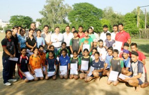 Selected kabaddi probables posing alongwith office bearers of the Association.