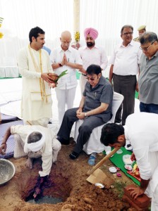 Chairman Legislative Council Amrit Malhotra during foundation stone laying ceremony of ‘The Vilas’.