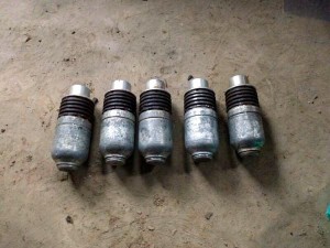 Explosives devices recovered from a militant hideout in Sopore on Friday.