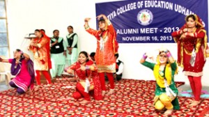 A cultural programme being presented during Alumni Meet organised by Bhartiya College in Udhampur.