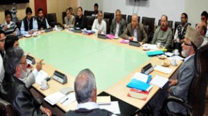 Minister for Panchayati Raj Ali Mohd Sagar chairing a meeting of RDD officers at Jammu on Tuesday.