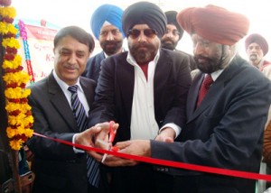 Mohammad Latif Mir along with Jagjit Singh Azrot inaugurating PNB branch at Kotli Arjun Singh, R S Pura on Wednesday.