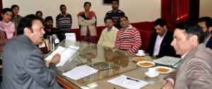 Chairman Legislative Council Amrit Malhotra chairing a meeting of officers on Wednesday.