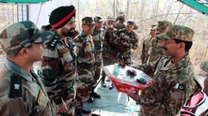 India and Pakistan Army officers during flag meeting at Chakan-Da-Bagh in LoC on Wednesday.