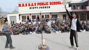 Players in action during a speedball camp in Poonch on Monday.