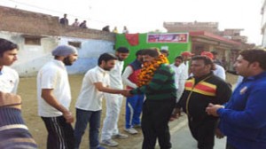 Chief guest interacting with the players during ongoing Christian Club Cricket Tournament at Udhampur.