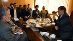 Minister for Higher Education Mohd Akbar Lone chairing a meeting at Jammu on Thursday.