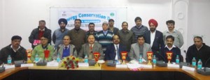 Dignitaries posing for photograph on the concluding day of Energy Conservation Week at Jammu on Saturday.
