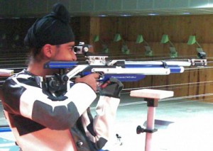 Young shooter Angad executing a shoot. 
