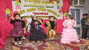 Children presenting cultural item during Annual Day celebrations at Jammu on Sunday.