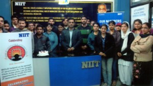 NIIT celebrating World Computer Day at Jammu on Monday.