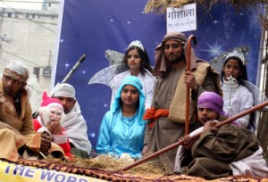 A view of colourful procession taken out to celebrate Christmas at Jammu  on Saturday. -Excelsior/Rakesh