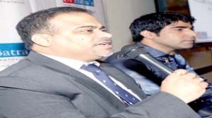 Dr Batra’s Zonal Head talking to media persons at Jammu on Wednesday. -Excelsior/Rakesh