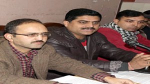 YAIKS representatives at a press conference at Jammu on Friday. -Excelsior/ Rakesh