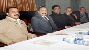 Speakers at a seminar at Jammu on Sunday. -Excelsior/Rakesh