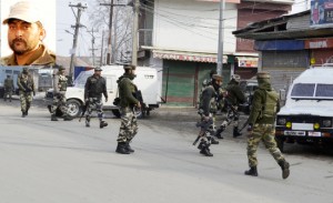 Troops in action during encounter at Sopore on Tuesday. (Inset) ASI Kafeel Ahmed. —Excelsior/Aabid Nabi