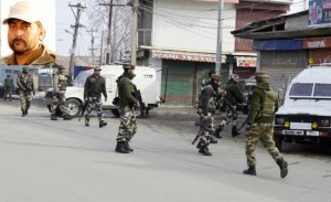 Troops in action during encounter at Sopore on Tuesday. (Inset) ASI Kafeel Ahmed.    —Excelsior/Aabid Nabi