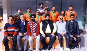 Players of J&K Tug of War team posing alongwith the office bearers of the Association.