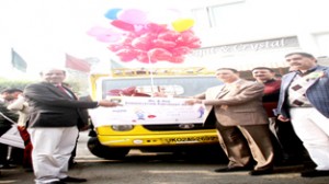 CAPD Minister Choudhary Mohammad Ramzan releasing ballons to inaugurate OGCF at Jammu on Thursday. -Excelsior/Rakesh