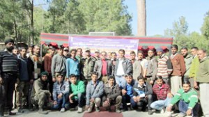 Participants of plumbing cadre posing for photograph at Jhangar, tehsil Nowshera on Tuesday.