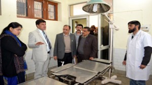 Minister of State for ASH, Nazir Ahmad Gurezi inspecting Central Veterinary Hospital at Jammu on Tuesday.