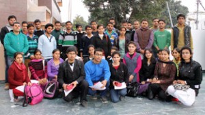 Students who excelled in Inter-College Scholarship Test posing for a group photograph.