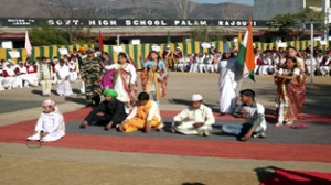 Colourful activity being carried by the students during Inter-School Sports meet at Government High School Palam in Rajouri.