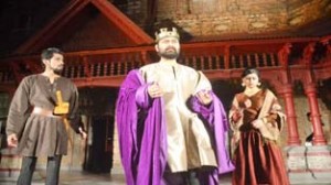 A scene for the play ‘Richard III’ staged by Natrang at Amar Mahal on Friday.