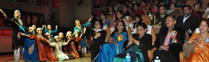 First Lady Usha Vohra and others witnessing a cultural programme at Gulshan Ground on Monday.