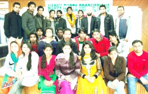 Artists posing for a group photograph during audition by Happy Gupta Productions in Jammu.