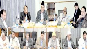 Minister for Finance Abdul Rahim Rather chairing a meeting at Jammu on Wednesday.