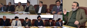 Chief Secretary, Mohammad Iqbal Khandey chairing meeting at Jammu on Monday.