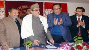  PCC president Prof Saif-ud-Din Soz being felicitated by CCI at a function held in Jammu on Thursday. -Excelsior/ Rakesh