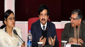 Deputy Election Commissioner Vinod Zutshi chairing a meeting at Jammu on Wednesday.