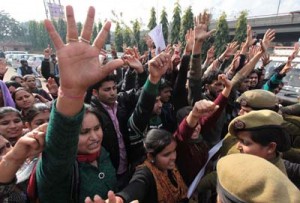NYC volunteers protesting for regularization on Tuesday. -Excelsior/ Rakesh