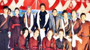 Minister of State for Science and Technology Feroz Ahmad Khan and others posing for photograph during a function at Jammu on Sunday.