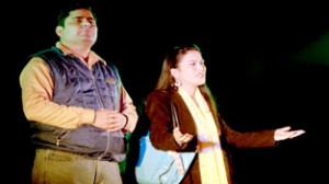 A scene from the play ‘Faraz’ staged by Naqaib Rangmanch on Monday. -Excelsior/Rakesh