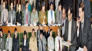 Speaker Legislative Assembly chairing a meeting at Jammu on Tuesday.